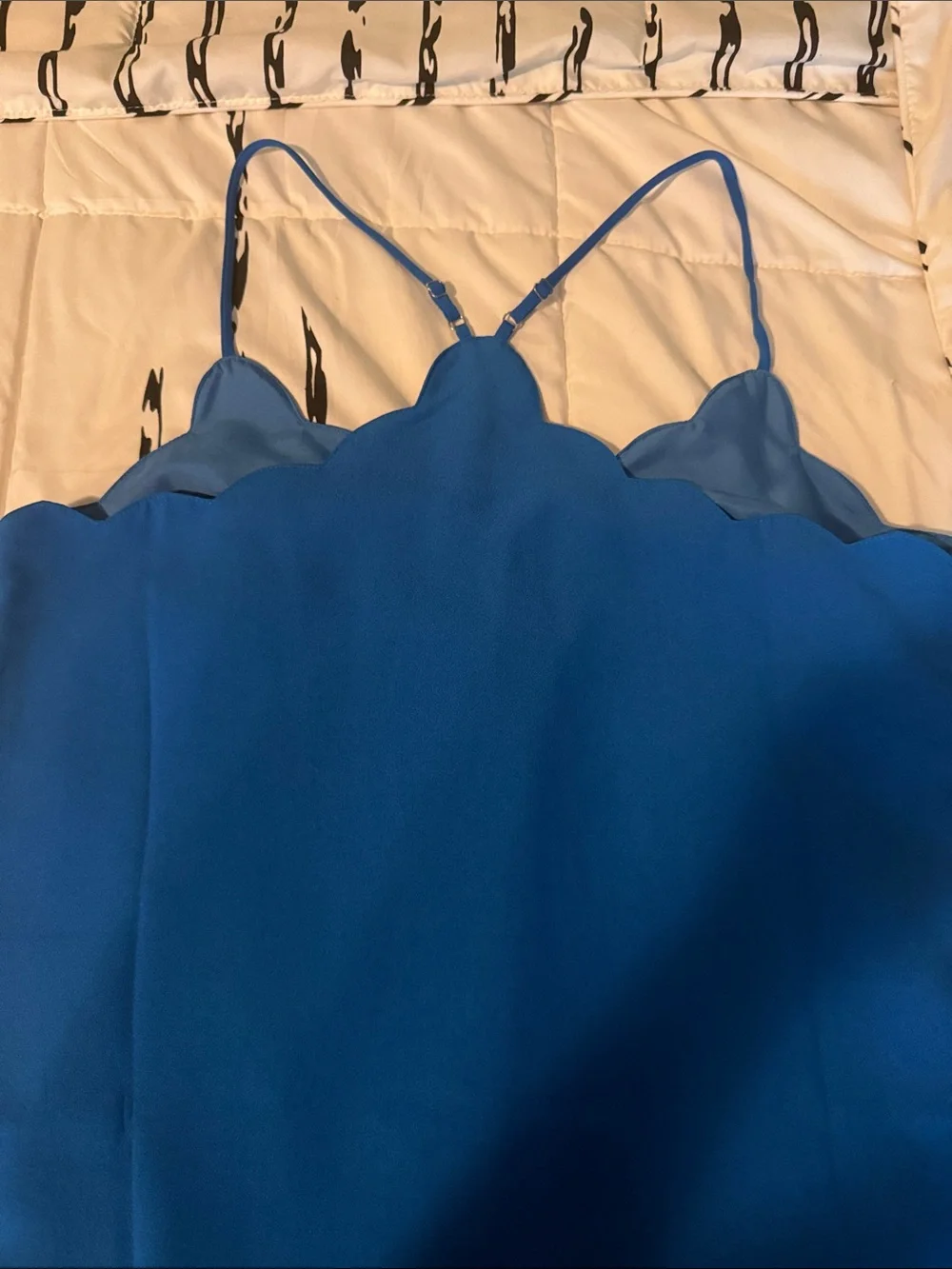 J. Crew Bright Blue Scalloped Cami Tank